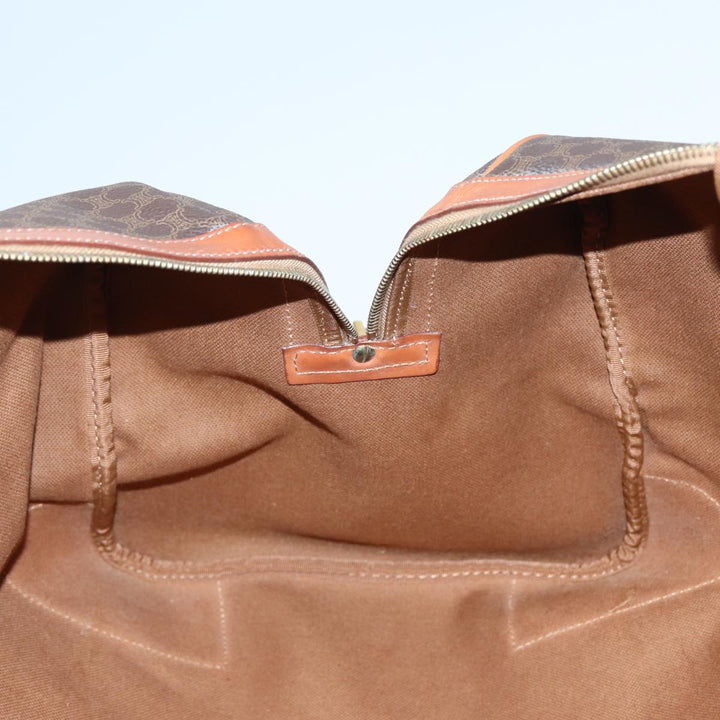 Celine Macadam Canvas Boston Bag PVC Leather Brown  83386