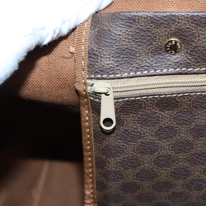 Celine Macadam Canvas Boston Bag PVC Leather Brown  83386