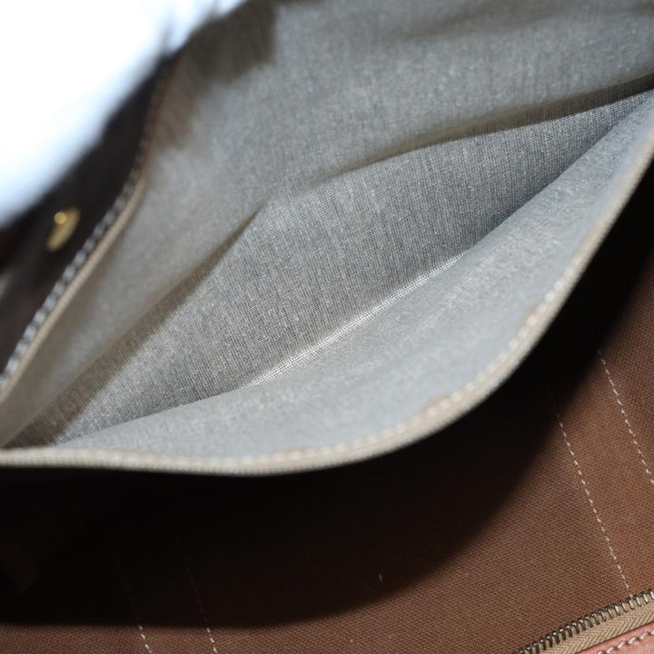 Celine Macadam Canvas Boston Bag PVC Leather Brown  83386