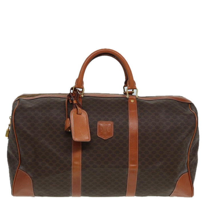Celine Macadam Canvas Boston Bag PVC Leather Brown  83386