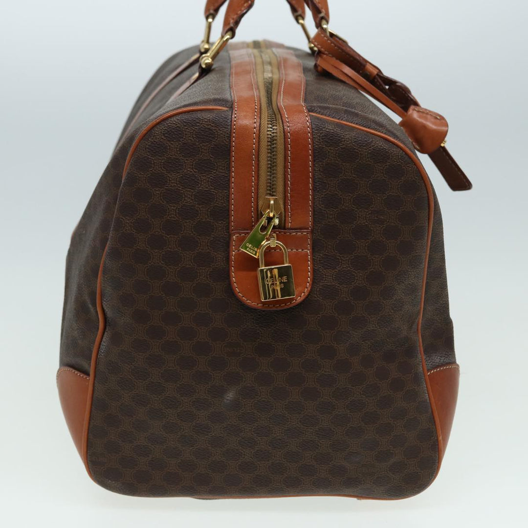 Celine Macadam Canvas Boston Bag PVC Leather Brown  83386