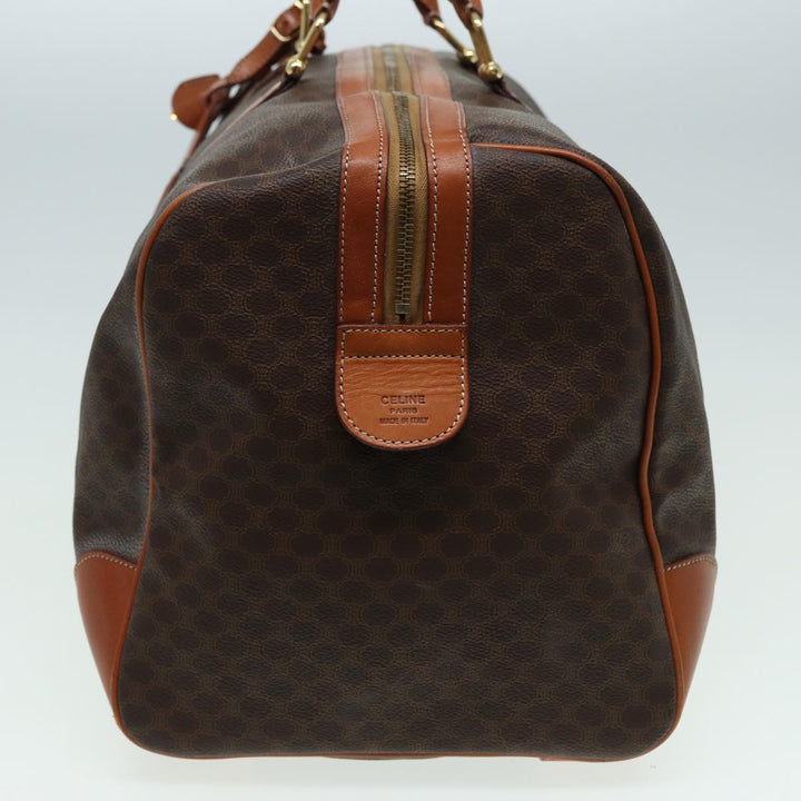 Celine Macadam Canvas Boston Bag PVC Leather Brown  83386