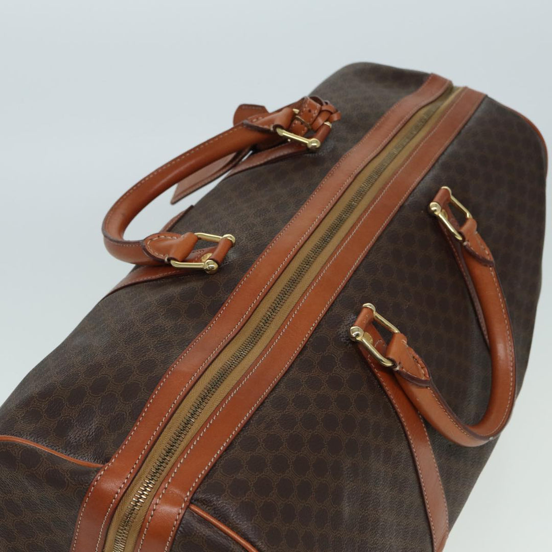 Celine Macadam Canvas Boston Bag PVC Leather Brown  83386