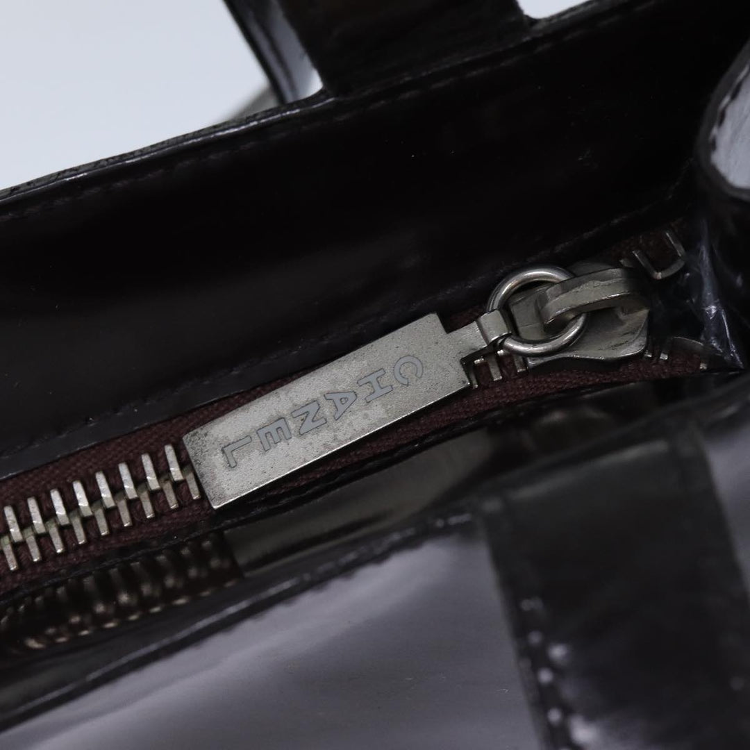 Top Quality Chanel COCO Mark Hand Bag Enamel Brown CC Auth 83416