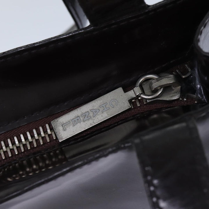Top Quality Chanel COCO Mark Hand Bag Enamel Brown CC Auth 83416