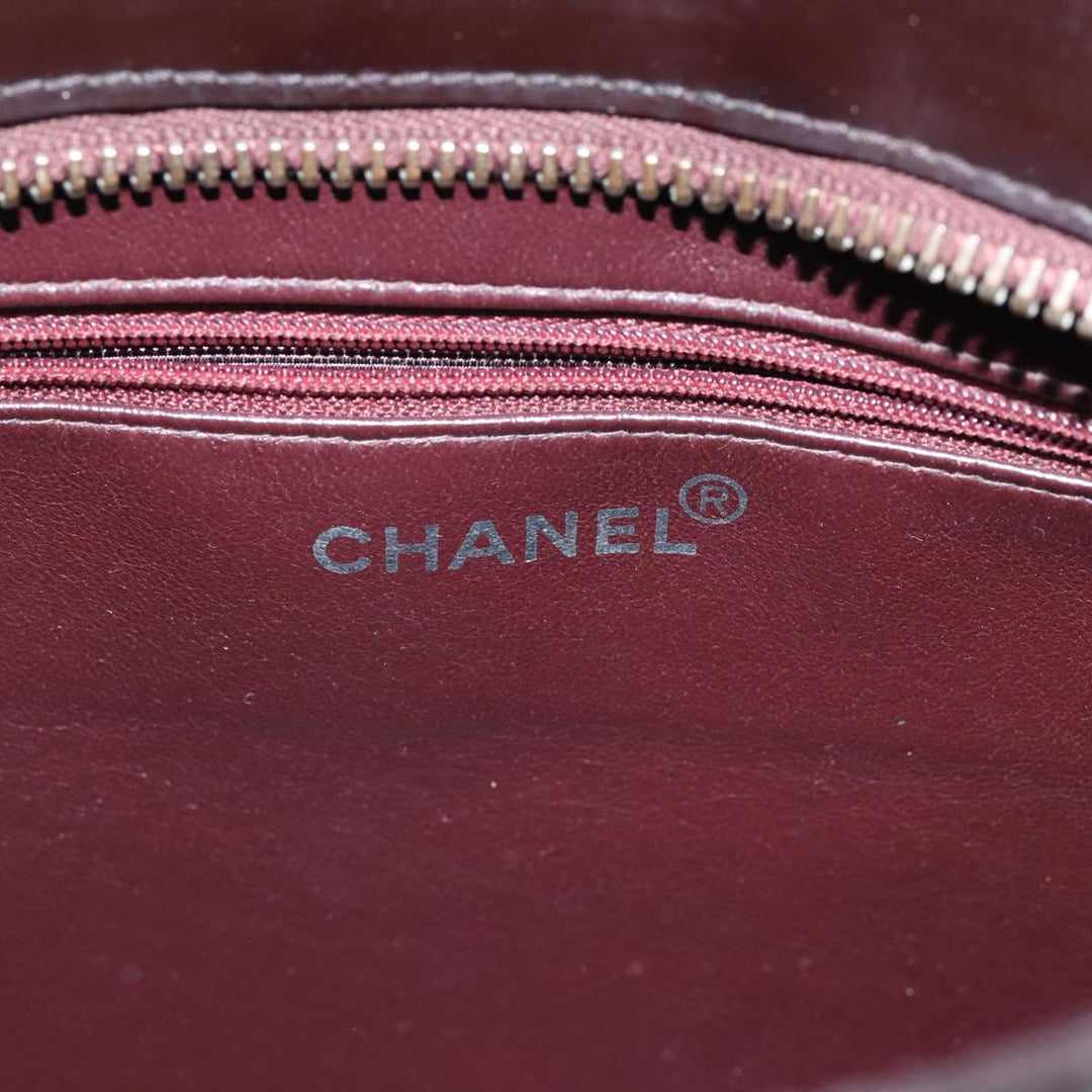 Top Quality Chanel COCO Mark Hand Bag Enamel Brown CC Auth 83416