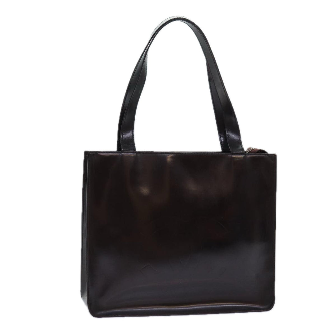 Top Quality Chanel COCO Mark Hand Bag Enamel Brown CC Auth 83416
