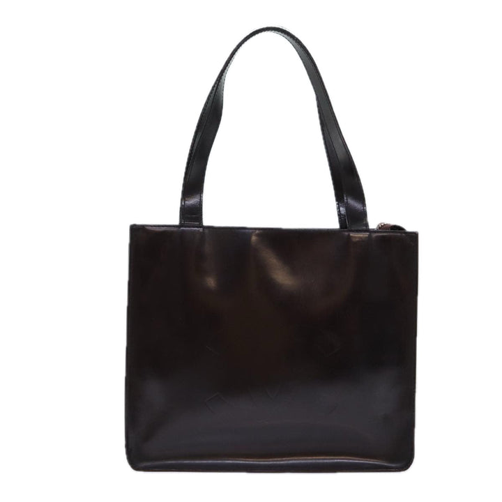 Top Quality Chanel COCO Mark Hand Bag Enamel Brown CC Auth 83416