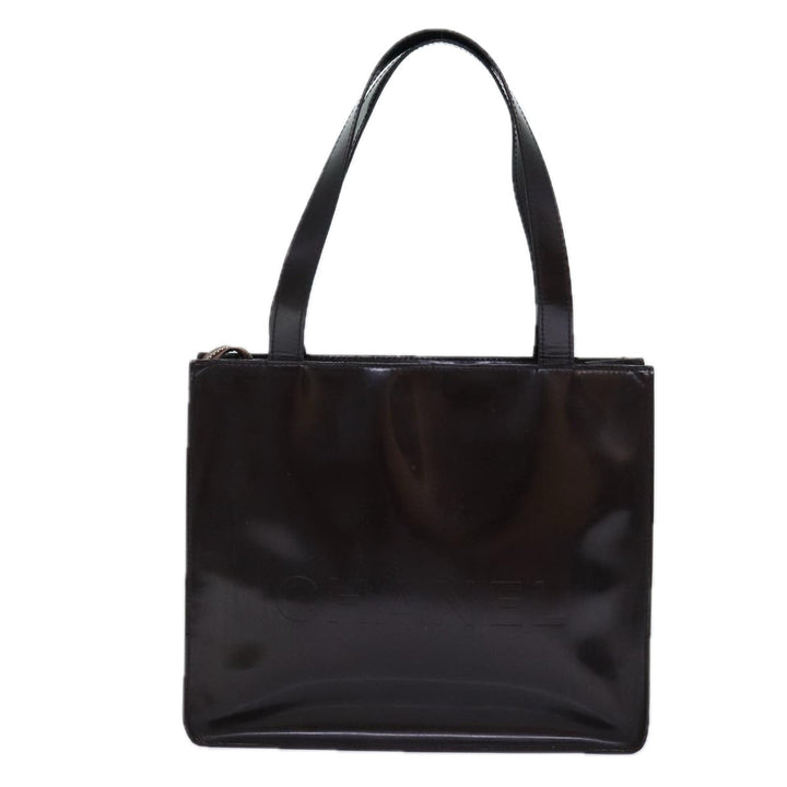 Top Quality Chanel COCO Mark Hand Bag Enamel Brown CC Auth 83416