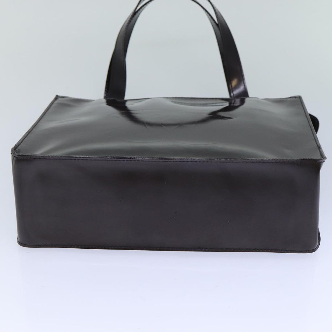 Top Quality Chanel COCO Mark Hand Bag Enamel Brown CC Auth 83416