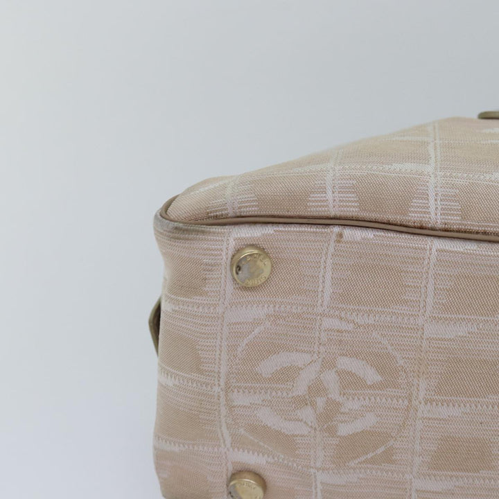 Chanel New Travel Line Hand Bag Nylon Beige CC Auth 83429