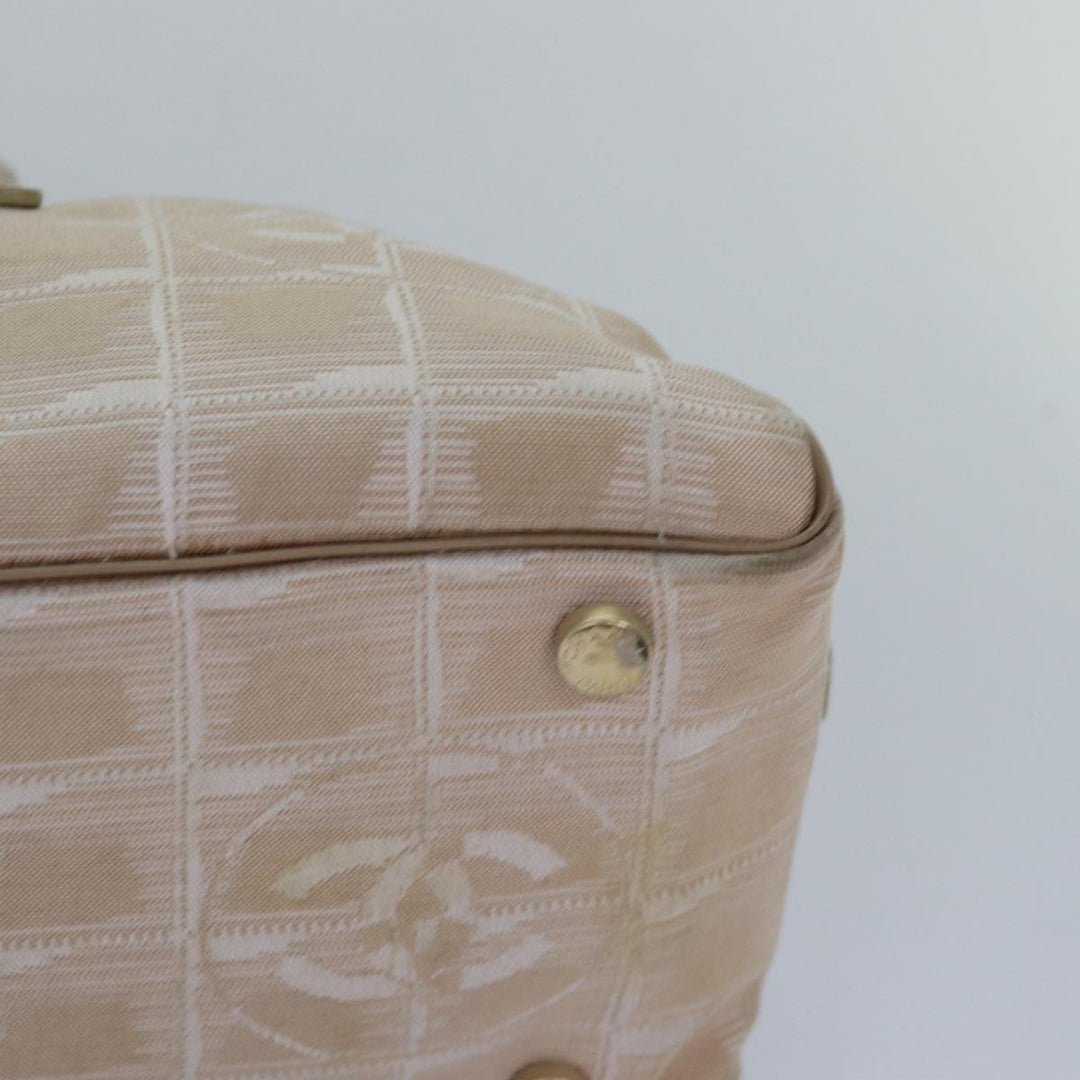 Chanel New Travel Line Hand Bag Nylon Beige CC Auth 83429
