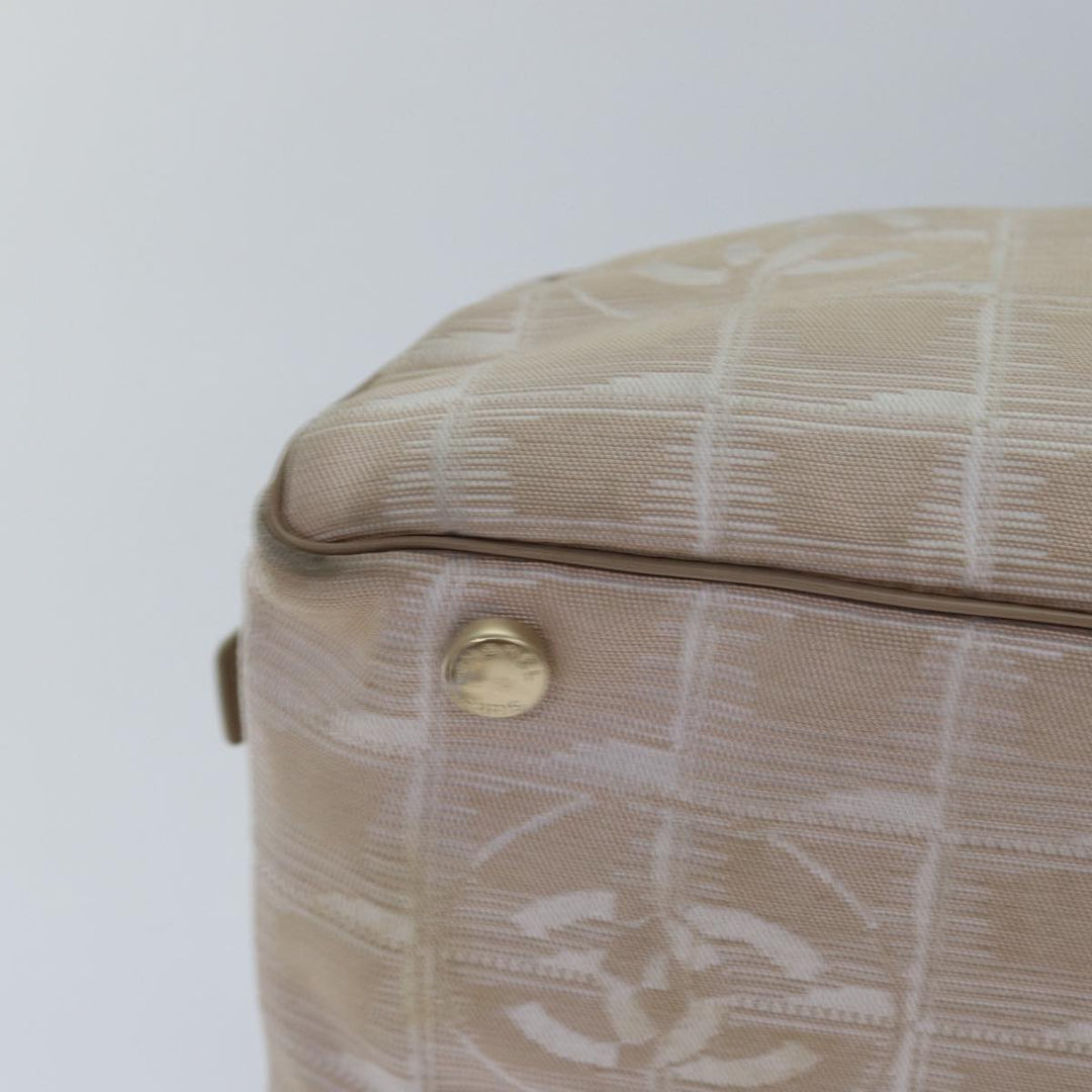 Chanel New Travel Line Hand Bag Nylon Beige CC Auth 83429