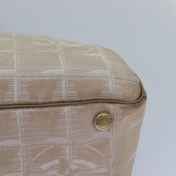 Top Quality Chanel New Travel Line Hand Bag Nylon Beige CC Auth 83429