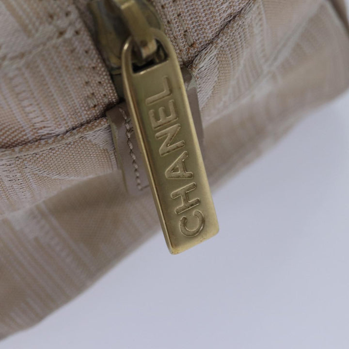 Chanel New Travel Line Hand Bag Nylon Beige CC Auth 83429