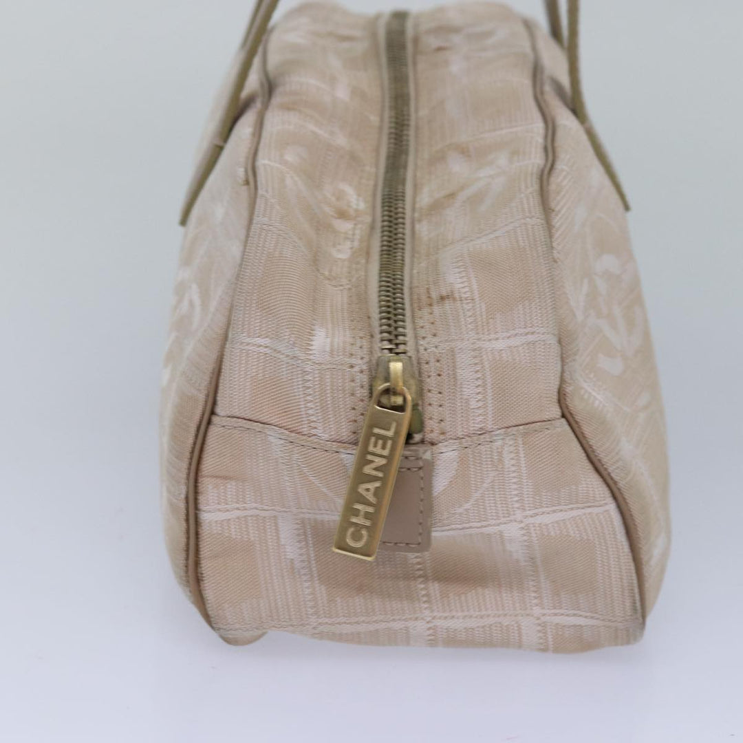 Chanel New Travel Line Hand Bag Nylon Beige CC Auth 83429