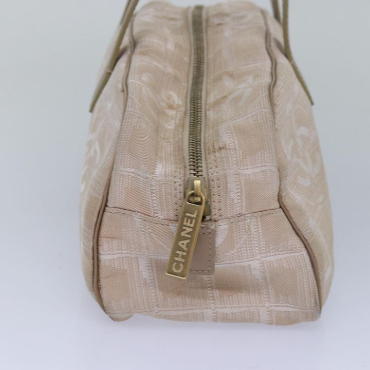 Chanel New Travel Line Hand Bag Nylon Beige CC Auth 83429