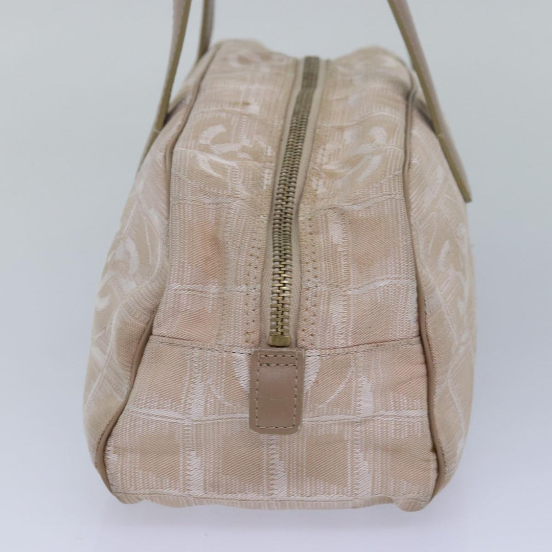 Chanel New Travel Line Hand Bag Nylon Beige CC Auth 83429
