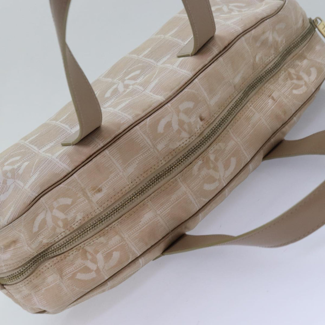 Chanel New Travel Line Hand Bag Nylon Beige CC Auth 83429