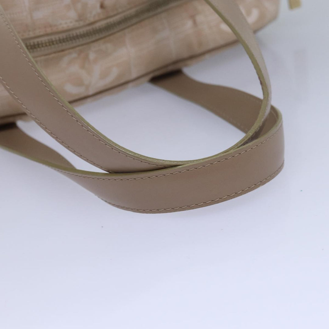 Chanel New Travel Line Hand Bag Nylon Beige CC Auth 83429