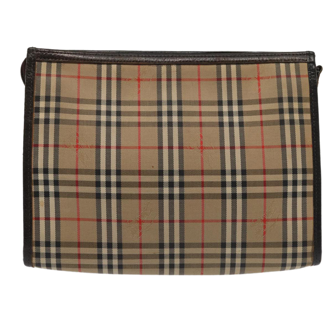 BurberrySs Nova Check Clutch Bag Canvas Beige Auth 83452