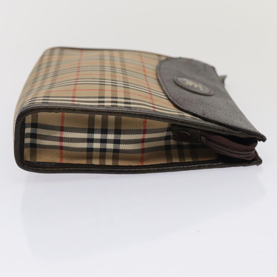 BurberrySs Nova Check Clutch Bag Canvas Beige Auth 83452