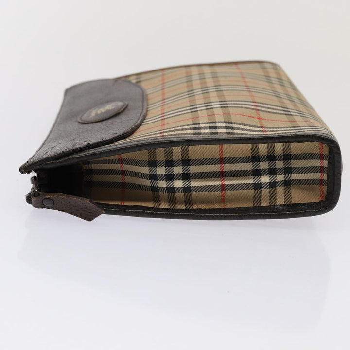 BurberrySs Nova Check Clutch Bag Canvas Beige Auth 83452