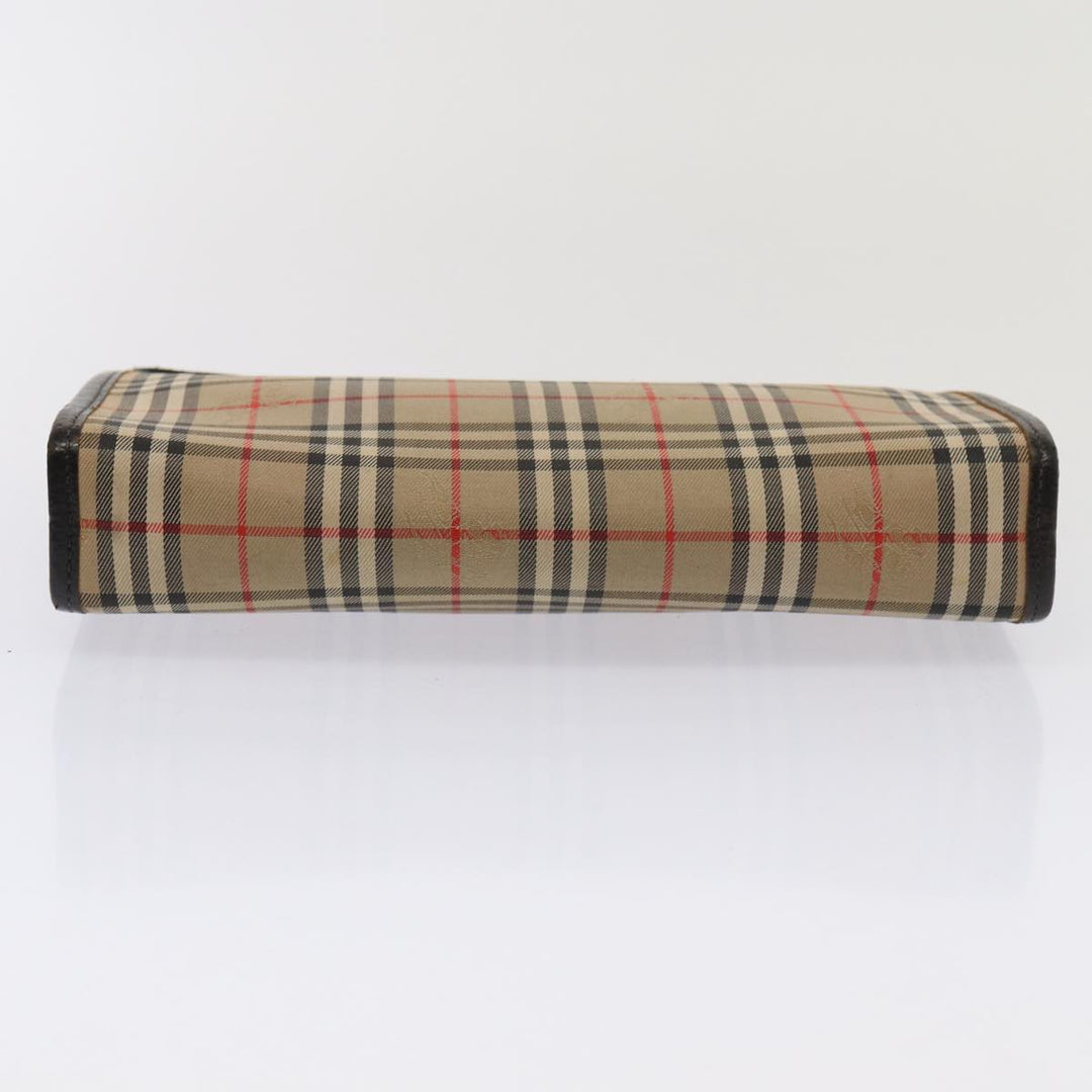 BurberrySs Nova Check Clutch Bag Canvas Beige Auth 83452