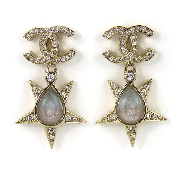 Top Quality Chanel Metal Rhinestone Coco Mark Earrings
