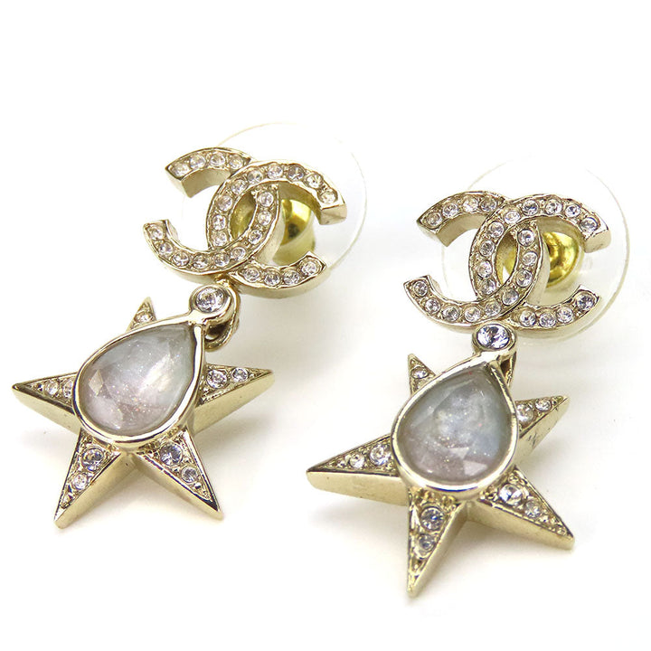 Top Quality Chanel Metal Rhinestone Coco Mark Earrings