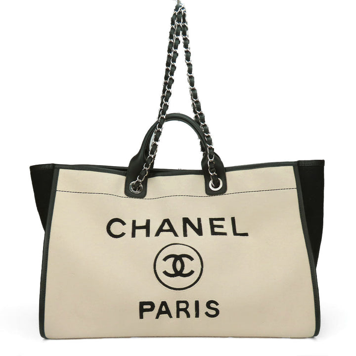 Top Quality Chanel Wool Leather Tote Bag Deauville