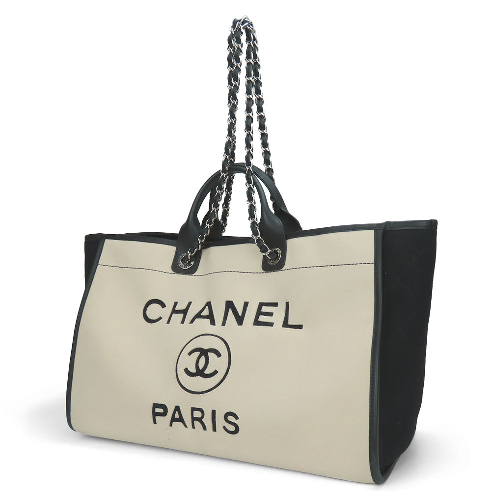 Top Quality Chanel Wool Leather Tote Bag Deauville