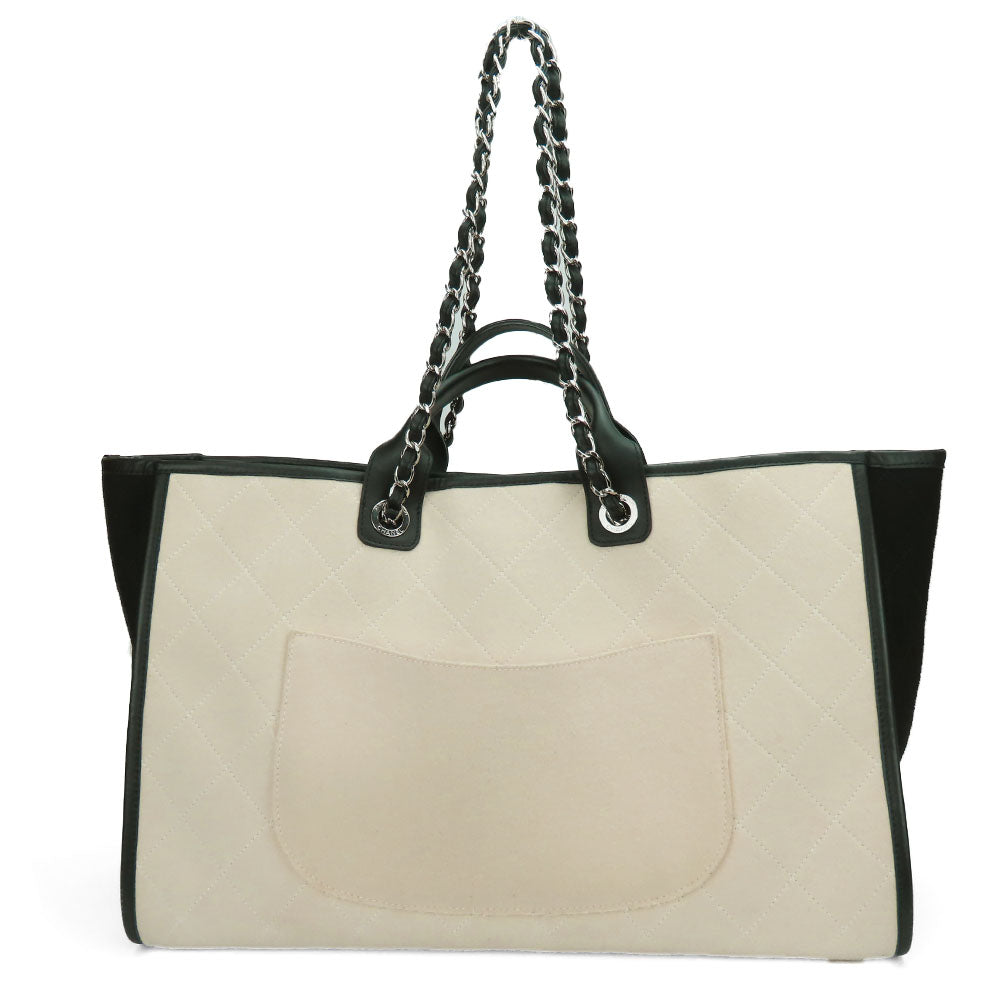 Top Quality Chanel Wool Leather Tote Bag Deauville