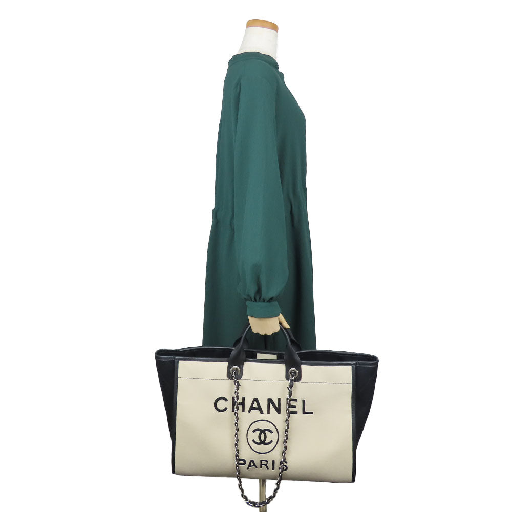 Top Quality Chanel Wool Leather Tote Bag Deauville
