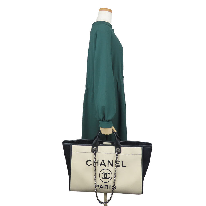 Top Quality Chanel Wool Leather Tote Bag Deauville