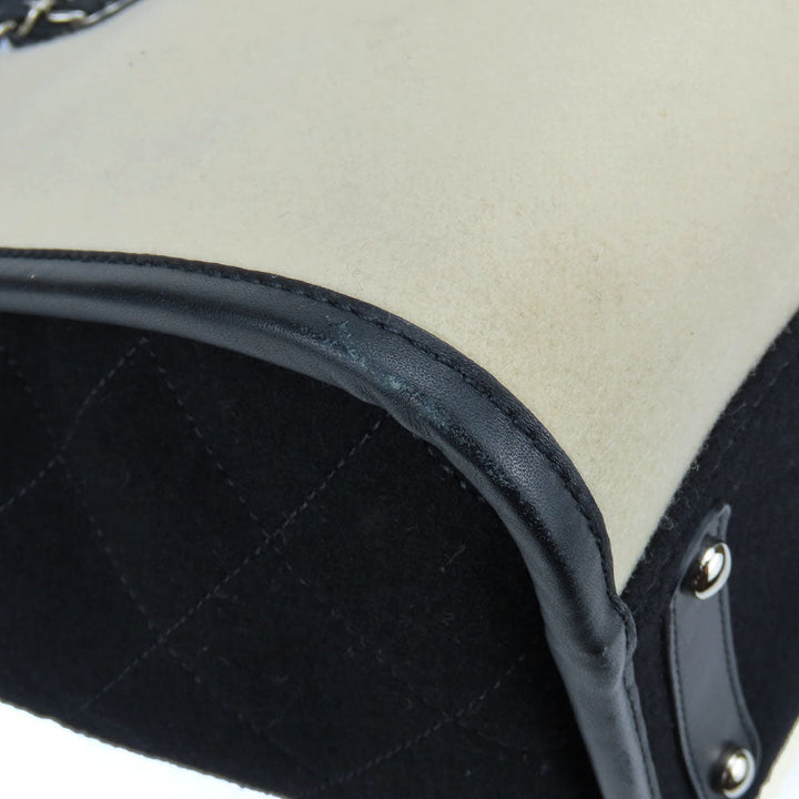Top Quality Chanel Wool Leather Tote Bag Deauville