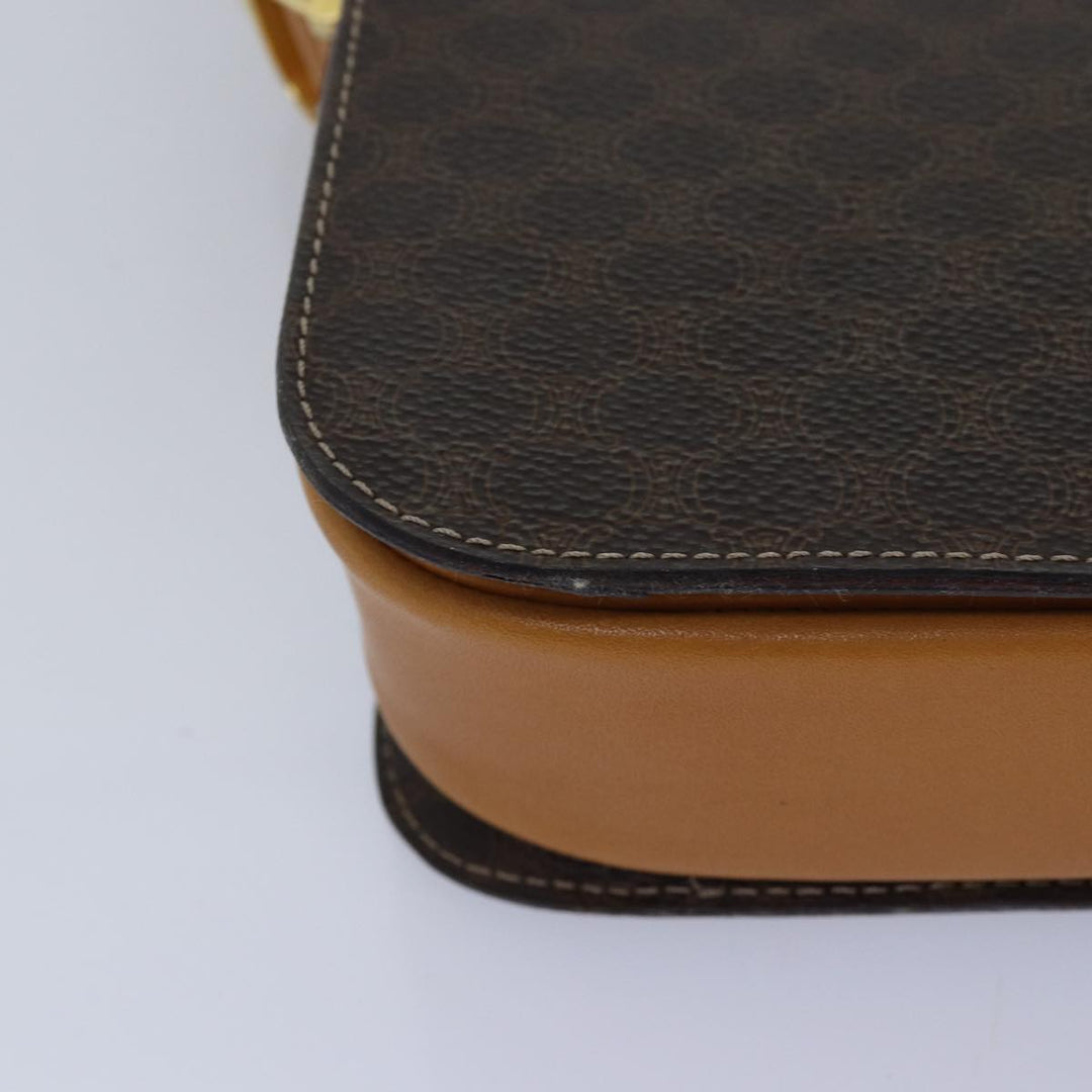 Celine Macadam Canvas Shoulder Bag PVC Leather Brown Auth 83573