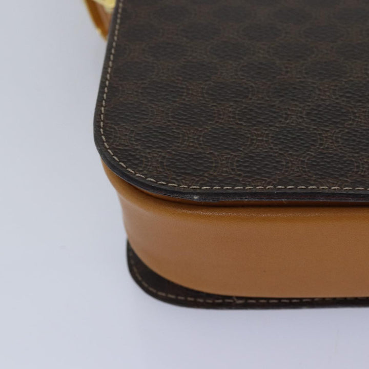 Celine Macadam Canvas Shoulder Bag PVC Leather Brown Auth 83573