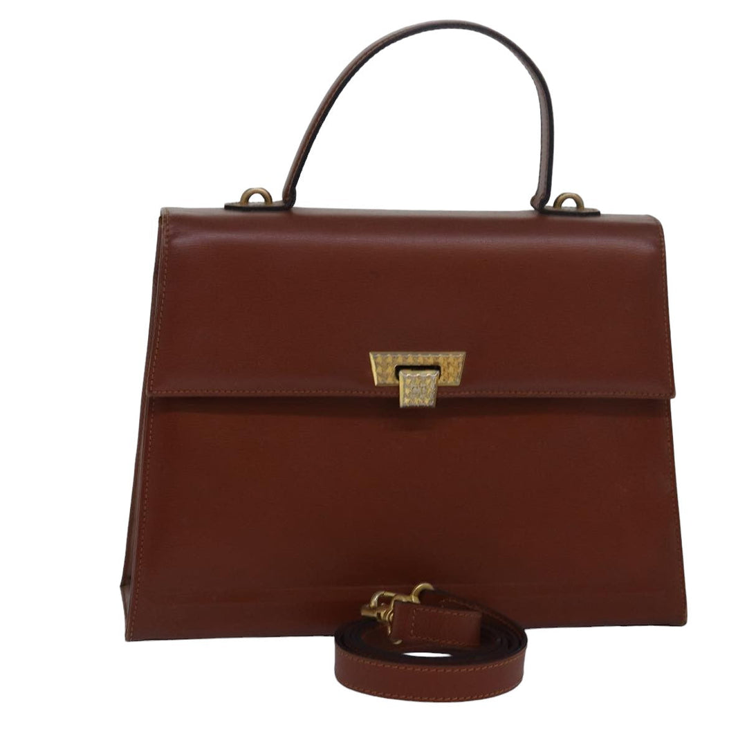 CHRISTIAN Top quality Dior Hand Bag Leather 2way Brown Auth 83574