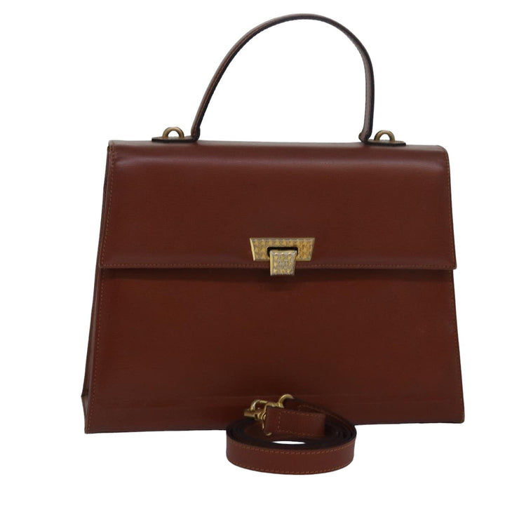 CHRISTIAN Top quality Dior Hand Bag Leather 2way Brown Auth 83574
