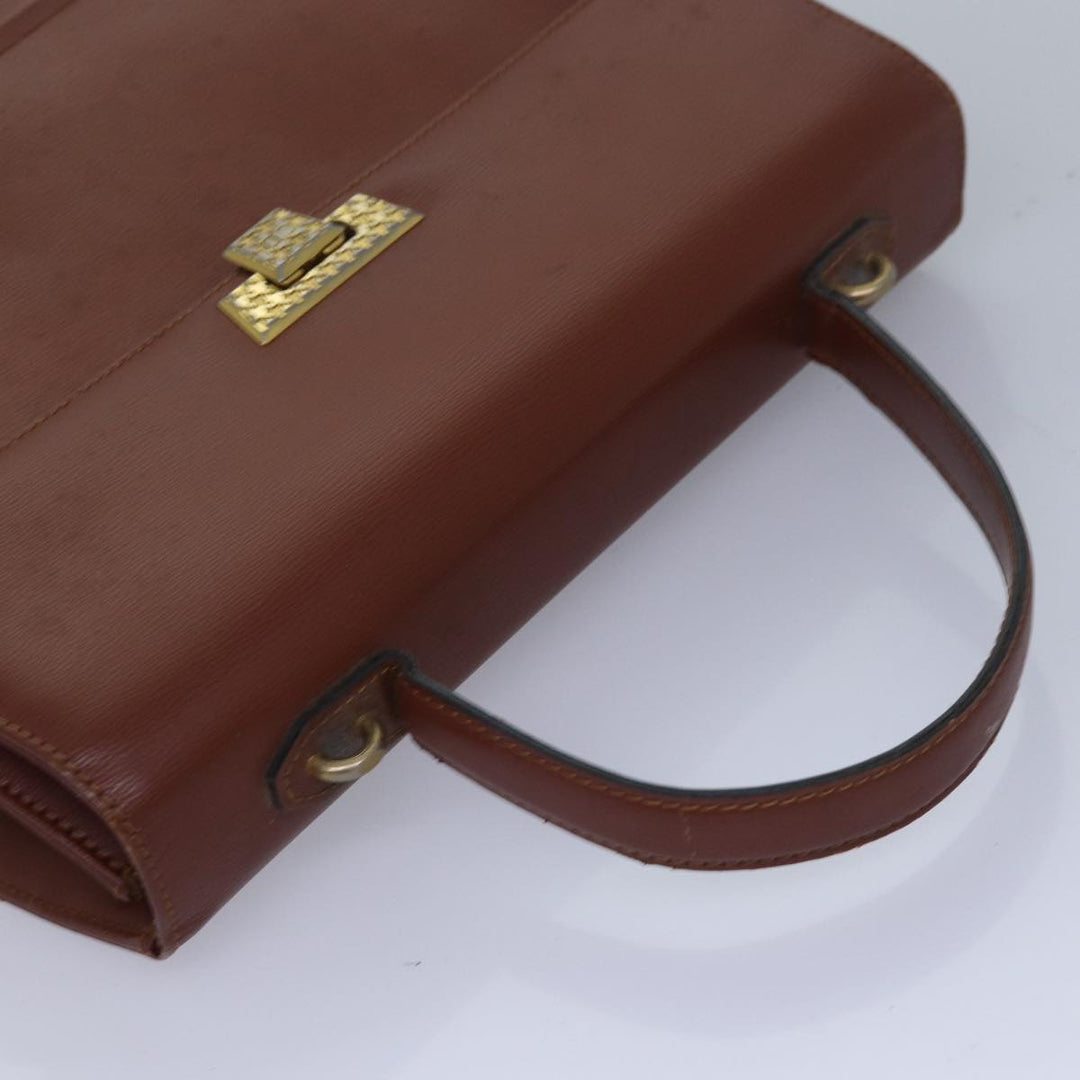 CHRISTIAN Top quality Dior Hand Bag Leather 2way Brown Auth 83574