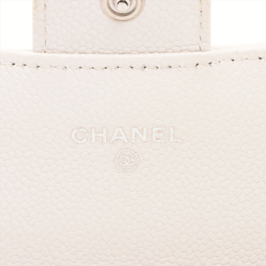 Top Quality Chanel Matrasse Caviar S Wallet White Silver Gold