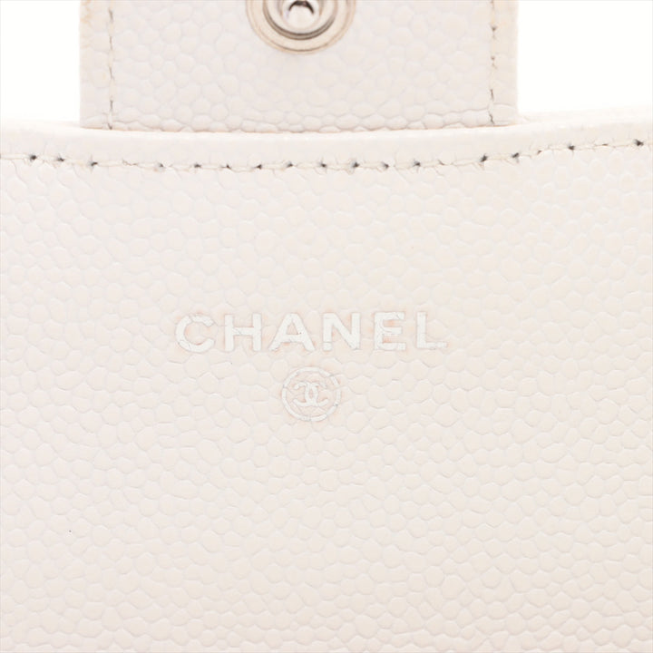 Top Quality Chanel Matrasse Caviar S Wallet White Silver Gold