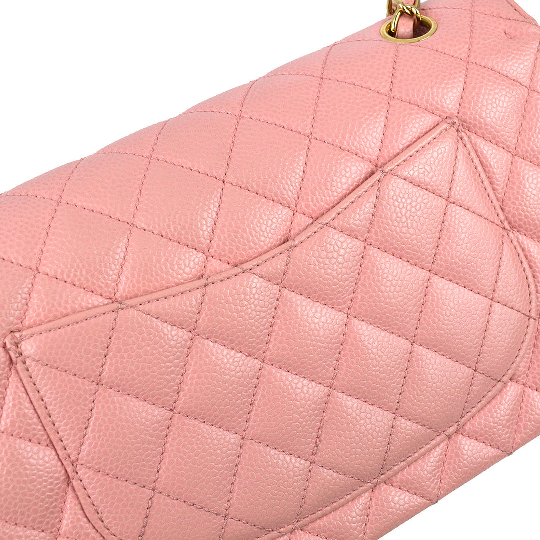Top Quality Chanel 2004-2005 Classic Double Flap Medium Pink Caviar
