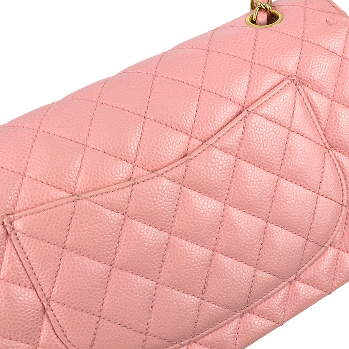 Top Quality Chanel 2004-2005 Classic Double Flap Medium Pink Caviar