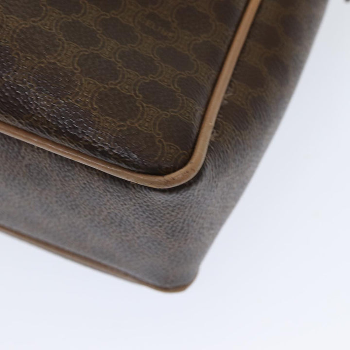 Celine Macadam Canvas Hand Bag PVC Leather Brown Auth 83673