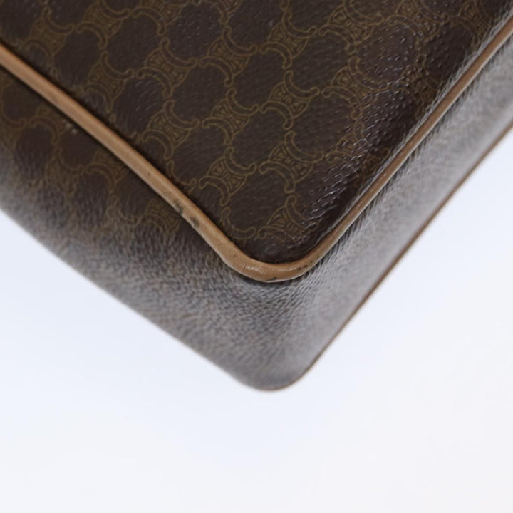 Celine Macadam Canvas Hand Bag PVC Leather Brown Auth 83673