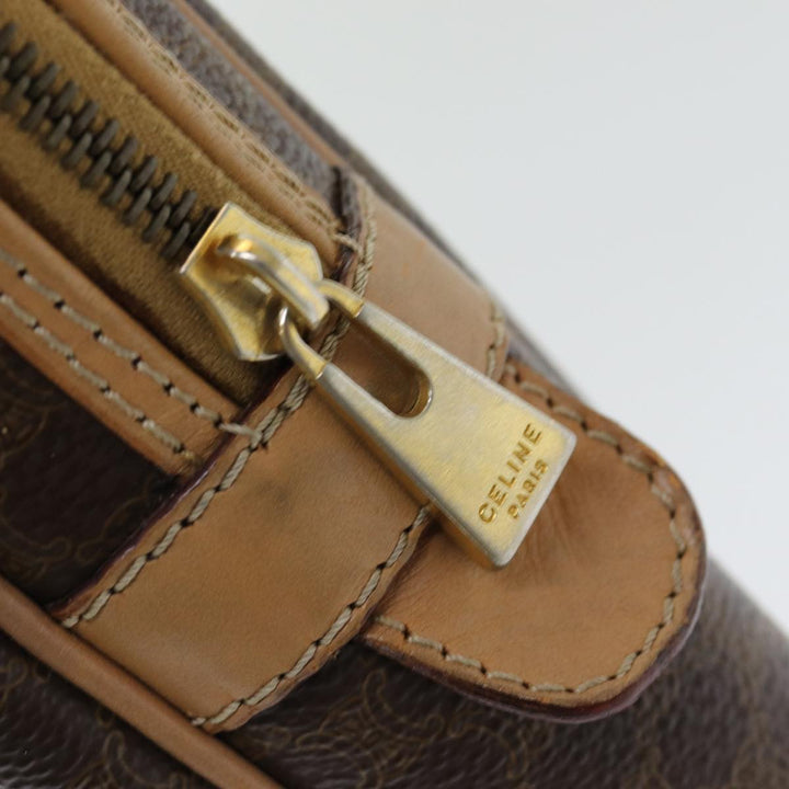 Celine Macadam Canvas Hand Bag PVC Leather Brown Auth 83673