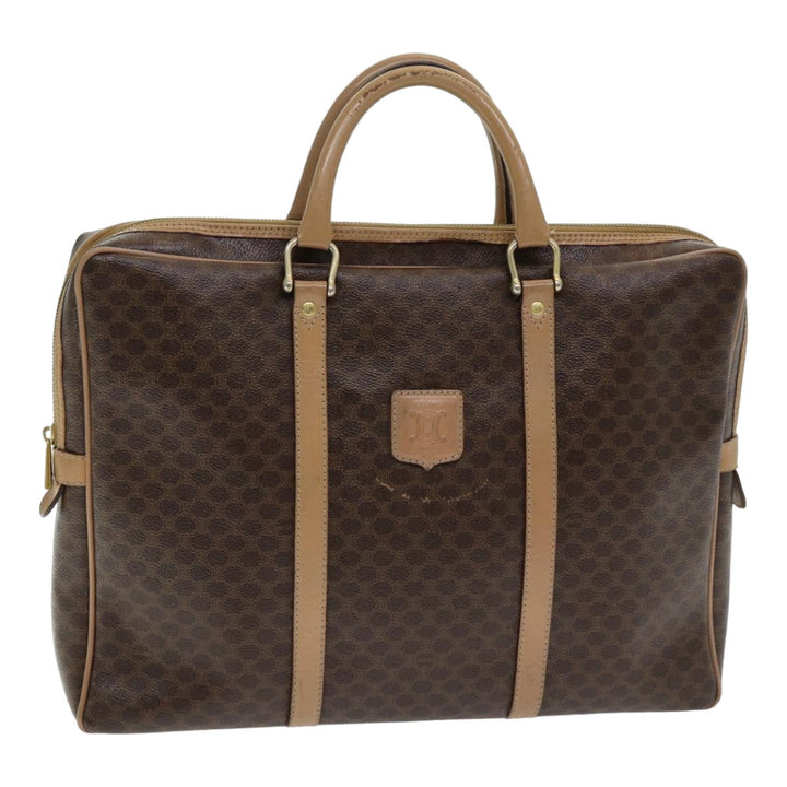 Celine Macadam Canvas Hand Bag PVC Leather Brown Auth 83673