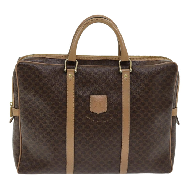Celine Macadam Canvas Hand Bag PVC Leather Brown Auth 83673